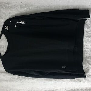 Victoria's Secret Black Sweatshirt with Silver Stars and Opening on the Back M